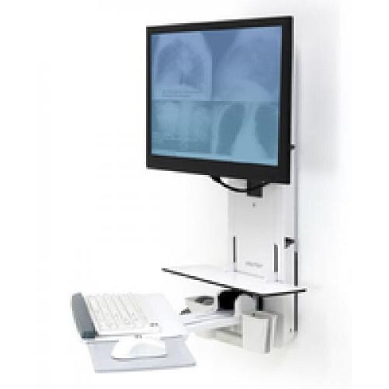ergotron StyleView Vertical Lift Behandlungszimmer Monitor-Maus-Tastatur-Halterung weiß