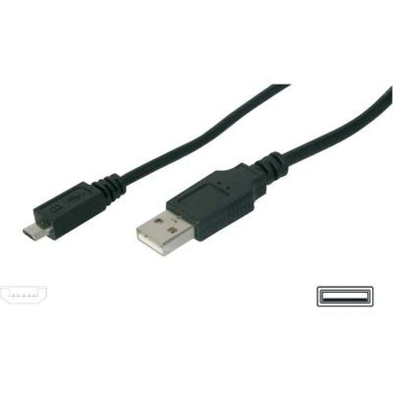 Digitus USB-Kabel USB 2.0 USB-A Stecker, USB-Micro-B Stecker 1.00m Schwarz