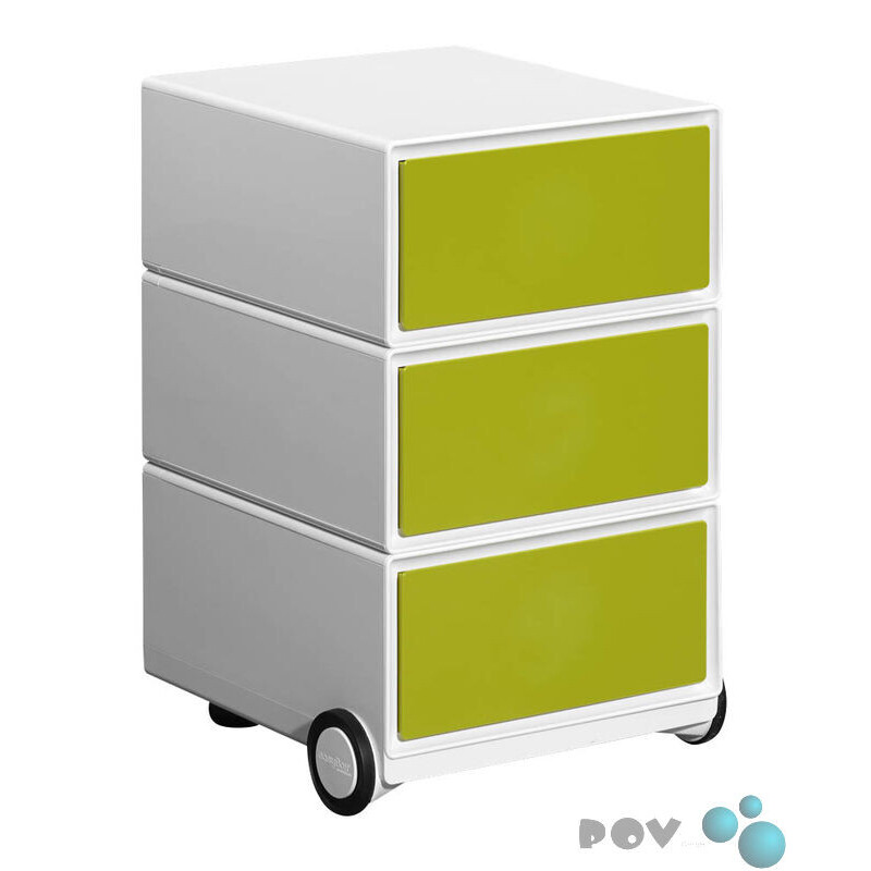 PAPERFLOW easyBox Rollcontainer weiß, grün 3 Auszüge