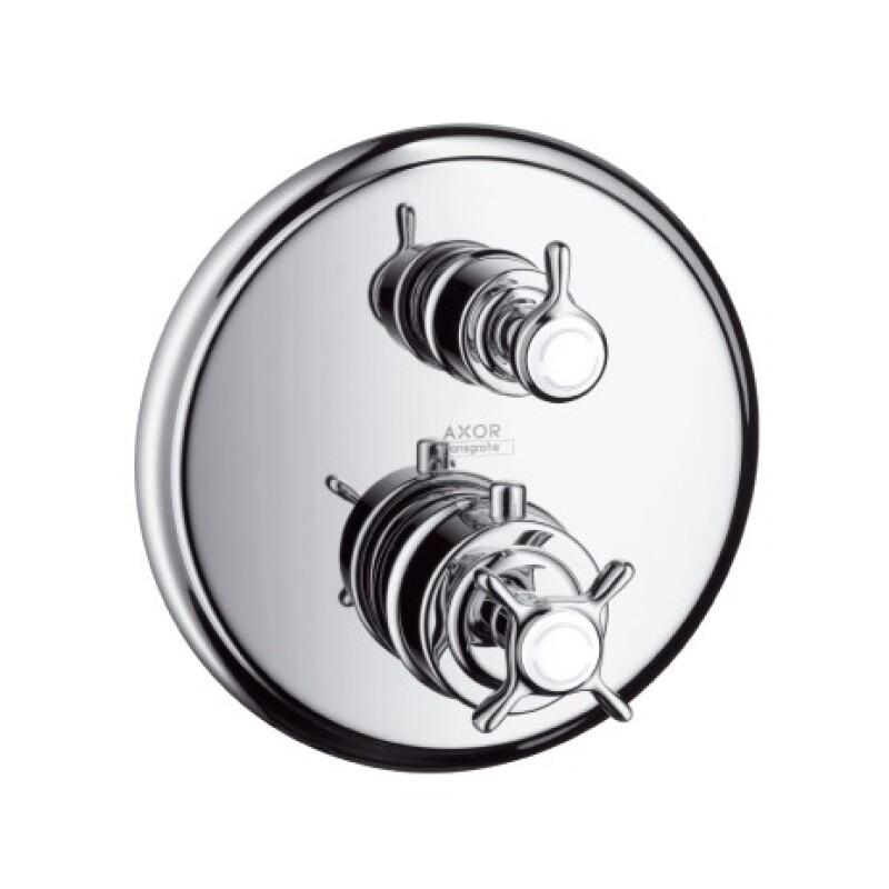 Hansgrohe Thermostat Unterputz Axor Montreux F-Set brushed nickel mit Absperrventil, 16800820